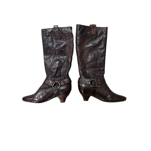 Frye Womens 8.5M Steffi Harness Brown Knee High Leather Pull On Riding Boots New - Picture 9 of 13